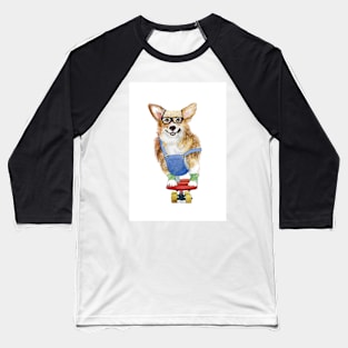 Hipster corgi skater Baseball T-Shirt